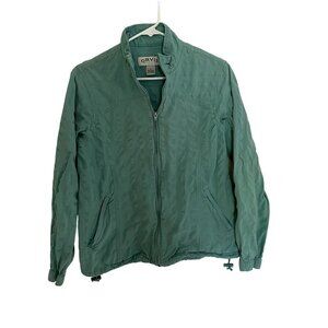 Orvis green full zip jacket pockets comfortable cotton top overcoat fall spring